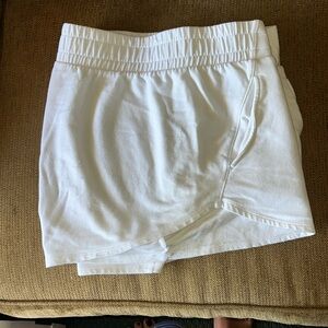 women's white athletic shorts elastic waist WORN ONCE